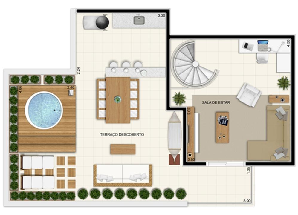Planta Superior Duplex 132 m² | Novo Sttilo Home Club – Nova Parnamirim - Parnamirim - Rio Grande do Norte Planta Superior Duplex 132 m² | Novo Sttilo Home Club – Apartamento na Nova Parnamirim - Parnamirim - Rio Grande do Norte