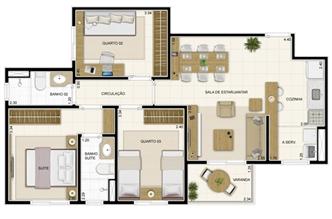 Planta Tipo 69 m² | Novo Sttilo Home Club – Apartamento na  Nova Parnamirim - Parnamirim - Rio Grande do Norte