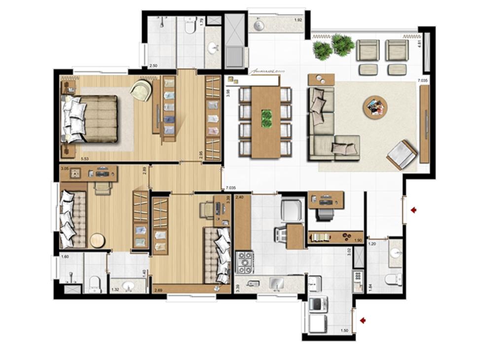 3 suítes (1 suíte + 2 suítes americanas), sacada integrada e espaço gourmet – Sugestão de decoração 120 m² privativos – 200 m² áre | Riserva Menino Deus – Menino Deus - Porto Alegre - Rio Grande do Sul 3 suítes (1 suíte + 2 suítes americanas), sacada integrada e espaço gourmet – Sugestão de decoração 120 m² privativos – 200 m² áre | Riserva Menino Deus – Apartamento no Menino Deus - Porto Alegre - Rio Grande do Sul