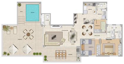 Perspectiva ilustrativa da cobertura Panorama | Condomínio Varandas da Serra – Apartamento na  Serra - Belo Horizonte - Minas Gerais