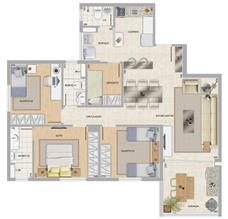 Perspectiva ilustrativa do apartamento tipo Mirante | Condomínio Varandas da Serra – Apartamento na  Serra - Belo Horizonte - Minas Gerais