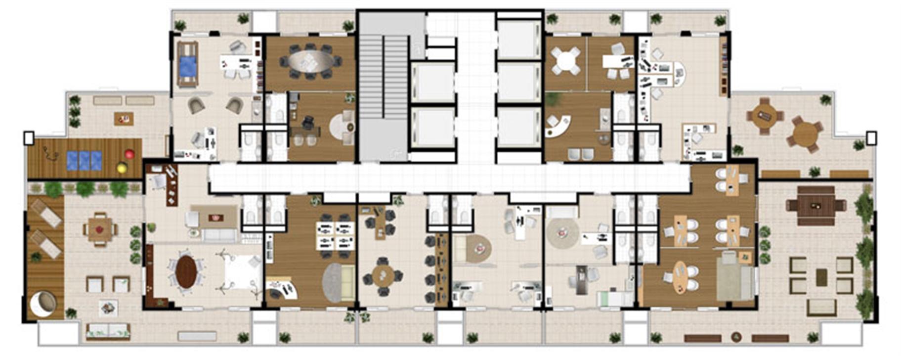 Planta - Tipo ilustrada da cobertura | Escritórios Design – Cambuí - Campinas - São Paulo Planta - Tipo ilustrada da cobertura | Escritórios Design – Salas Comerciais no Cambuí - Campinas - São Paulo