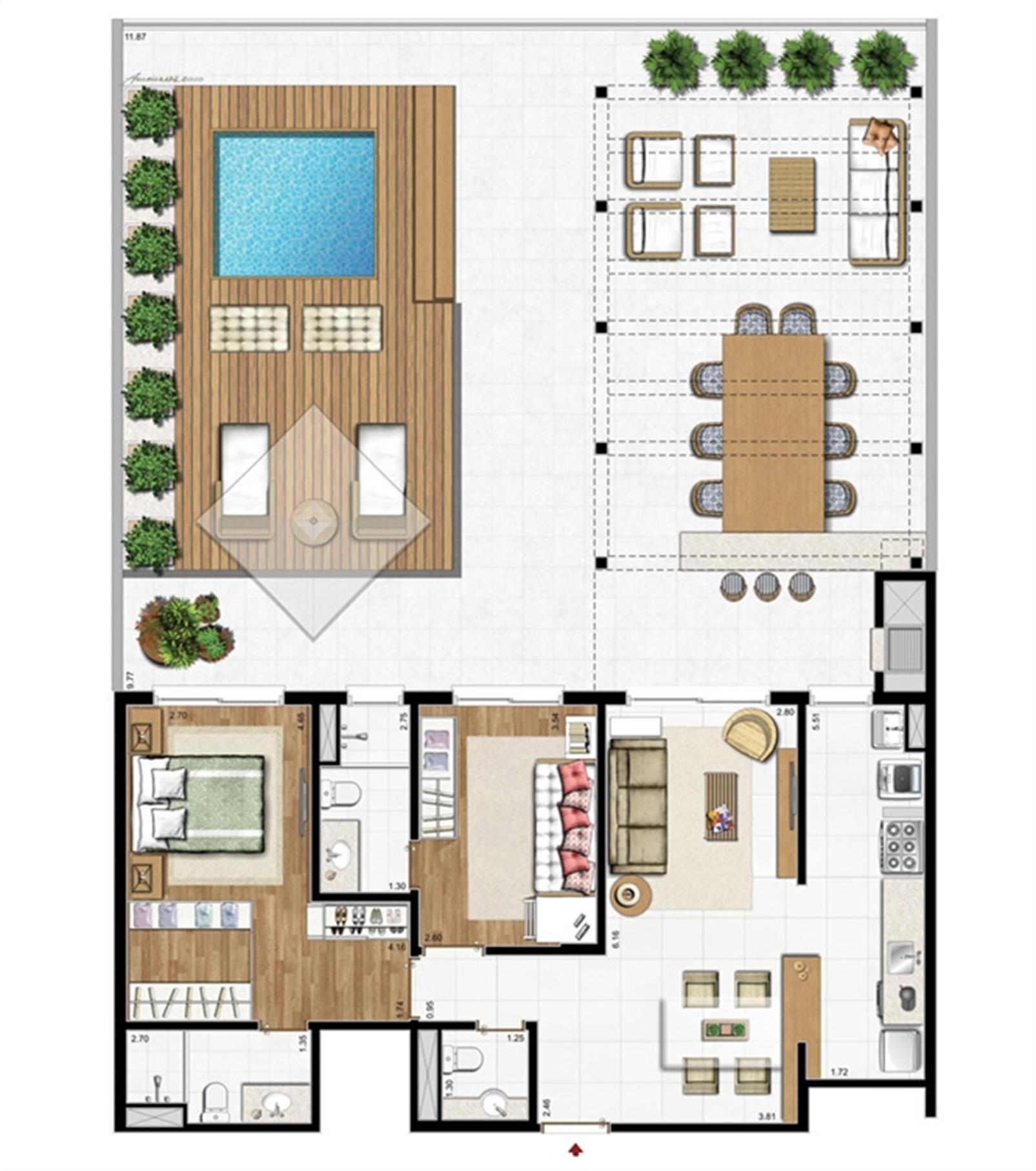2 suítes e lavabo – Apto. garden - Planta padrão 195 m² privativos 252 m² de área total | Visionnaire – Abraão - Florianópolis - Santa Catarina 2 suítes e lavabo – Apto. garden - Planta padrão 195 m² privativos 252 m² de área total | Visionnaire – Apartamento no Abraão - Florianópolis - Santa Catarina