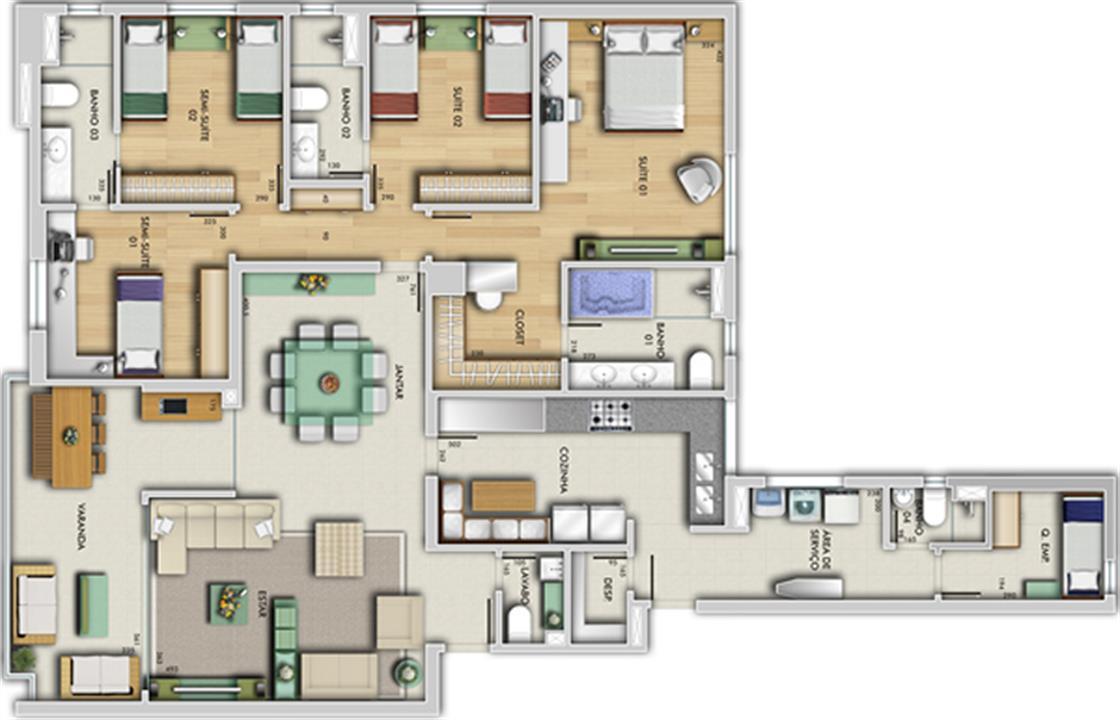 Perspectiva ilustrativa do apartamento tipo - Porto Real | Grand Lider Felipe dos Santos – Lourdes - Belo Horizonte - Minas Gerais Perspectiva ilustrativa do apartamento tipo - Porto Real | Grand Lider Felipe dos Santos – Apartamento em Lourdes - Belo Horizonte - Minas Gerais