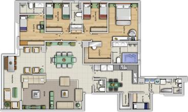 Perspectiva ilustrativa do apartamento tipo - Paço Imperial | Grand Lider Felipe dos Santos – Apartamento em  Lourdes - Belo Horizonte - Minas Gerais