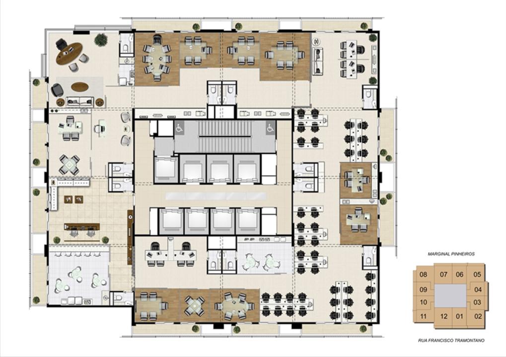 Planta junção de 600 m² | Escritórios Morumbi Prime – Morumbi - São Paulo - São Paulo Planta junção de 600 m² | Escritórios Morumbi Prime – Salas Comerciais no Morumbi - São Paulo - São Paulo