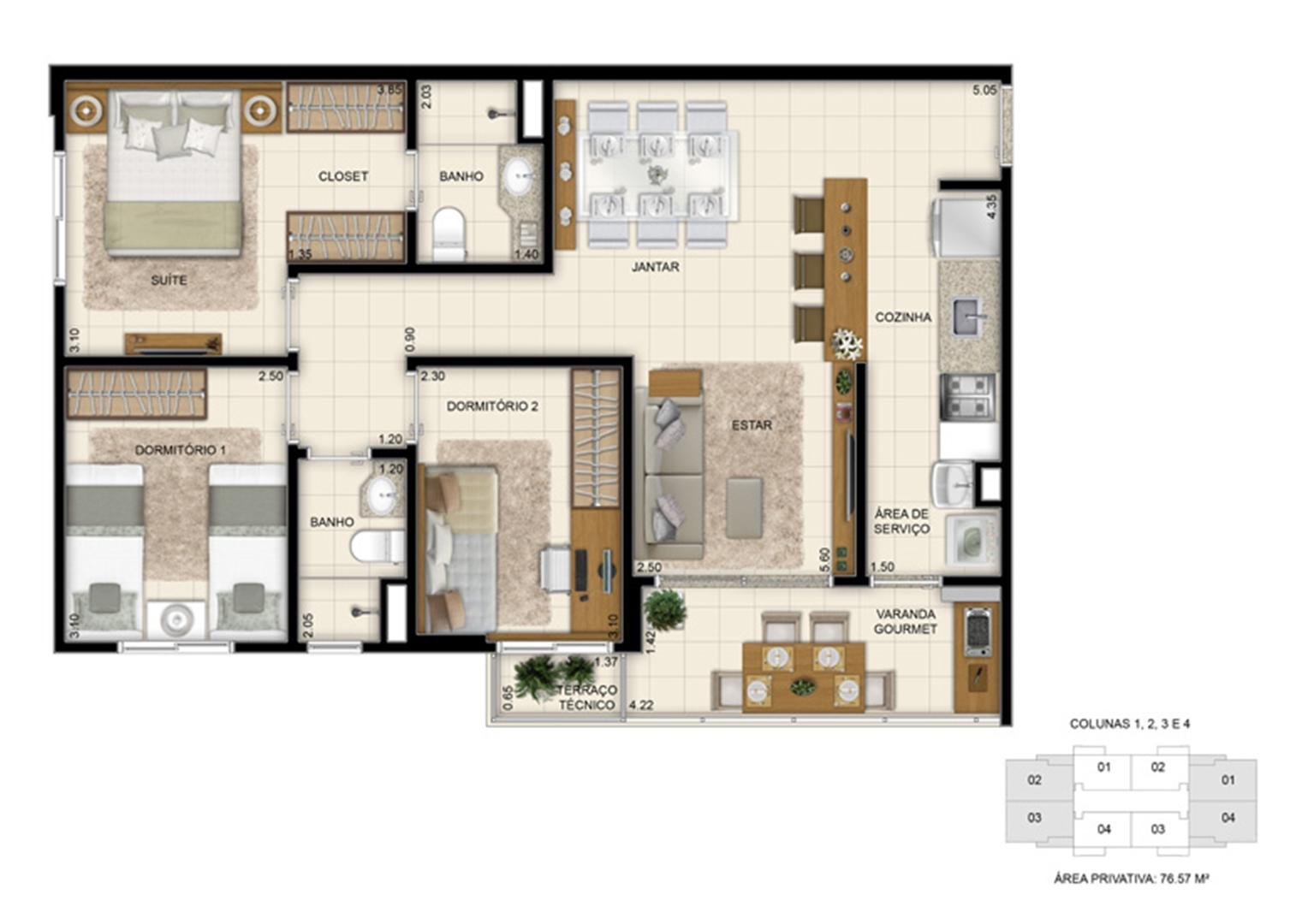 Planta apto. 76m² | Jardim de Provence – Apartamento no  Parque Verde - Belém - Pará