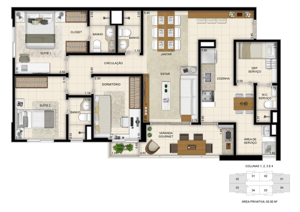 Planta apto. 92m² | Jardim de Provence – Parque Verde - Belém - Pará Planta apto. 92m² | Jardim de Provence – Apartamento no Parque Verde - Belém - Pará