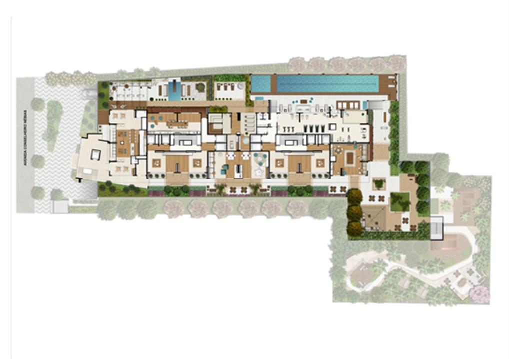 Ilustração Artística da Implantação - 6º Pavimento | Emirado – Boqueirão - Santos - São Paulo Ilustração Artística da Implantação - 6º Pavimento | Emirado – Apartamento no Boqueirão - Santos - São Paulo