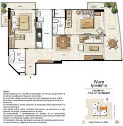 Apartamento Tipo Coluna 01 - 1º ao 13º Pavimento | Wave Ipanema – Apartamento em  Ipanema - Rio de Janeiro - Rio de Janeiro