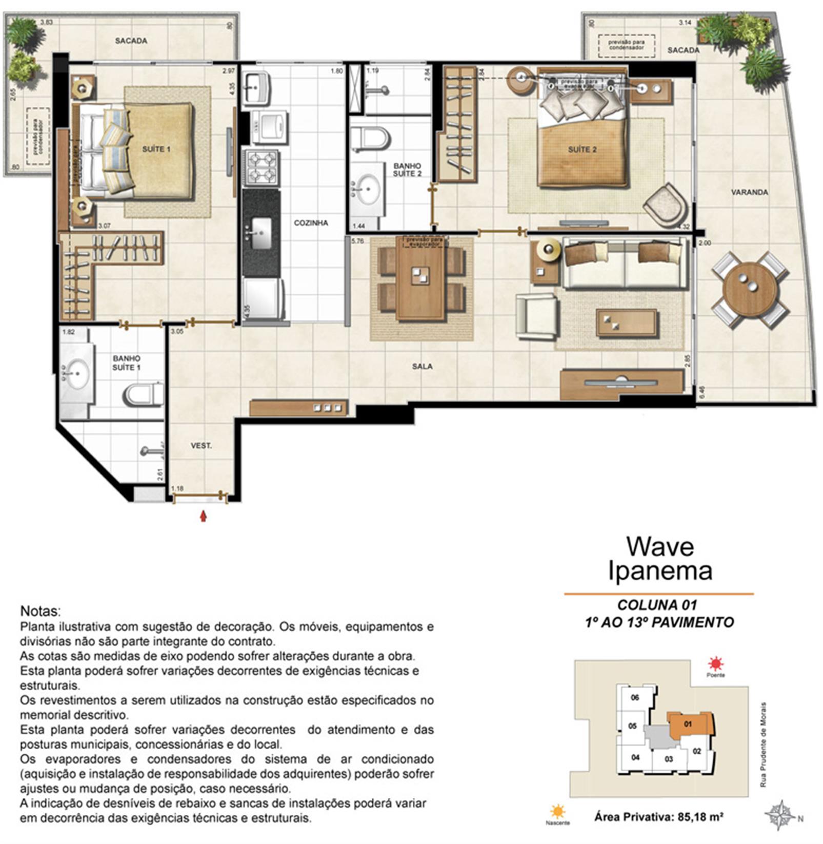 Apartamento Tipo Coluna 01 - 1º ao 13º Pavimento | Wave Ipanema – Ipanema - Rio de Janeiro - Rio de Janeiro Apartamento Tipo Coluna 01 - 1º ao 13º Pavimento | Wave Ipanema – Apartamento em Ipanema - Rio de Janeiro - Rio de Janeiro