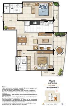 Apartamento Tipo Coluna 02 - 1º ao 13º Pavimento | Wave Ipanema – Apartamento em  Ipanema - Rio de Janeiro - Rio de Janeiro