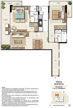 Apartamento Tipo Coluna 06 - 1º ao 13º Pavimento | Wave Ipanema – Apartamento em  Ipanema - Rio de Janeiro - Rio de Janeiro