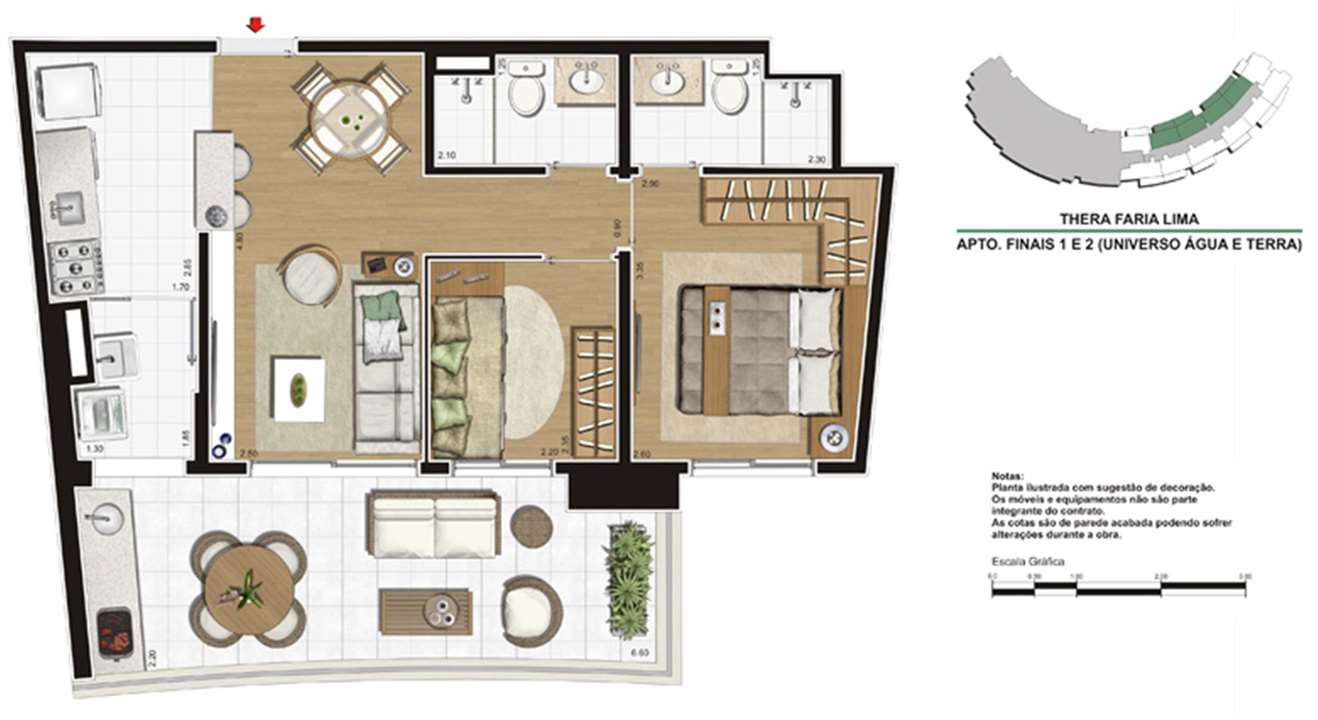 Planta do apartamento de 68m² | Thera Faria Lima Pinheiros Residence – Pinheiros - São Paulo - São Paulo Planta do apartamento de 68m² | Thera Faria Lima Pinheiros Residence – Apartamento em Pinheiros - São Paulo - São Paulo