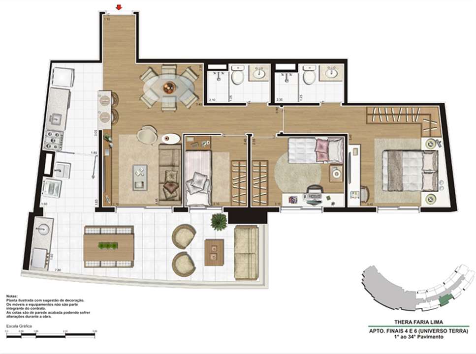 Planta do apartamento de 90m² | Thera Faria Lima Pinheiros Residence – Pinheiros - São Paulo - São Paulo Planta do apartamento de 90m² | Thera Faria Lima Pinheiros Residence – Apartamento em Pinheiros - São Paulo - São Paulo
