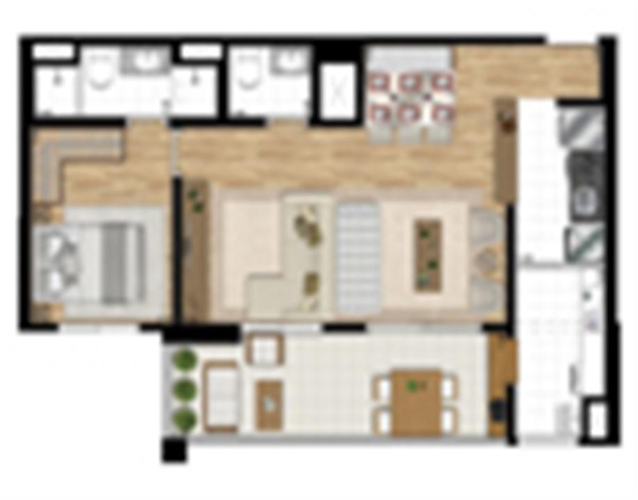 Planta tipo Meio de 67,83 m² - Opção Sala Ampliada | Encontro Ipiranga – Ipiranga - São Paulo - São Paulo Planta tipo Meio de 67,83 m² - Opção Sala Ampliada | Encontro Ipiranga – Apartamento no Ipiranga - São Paulo - São Paulo