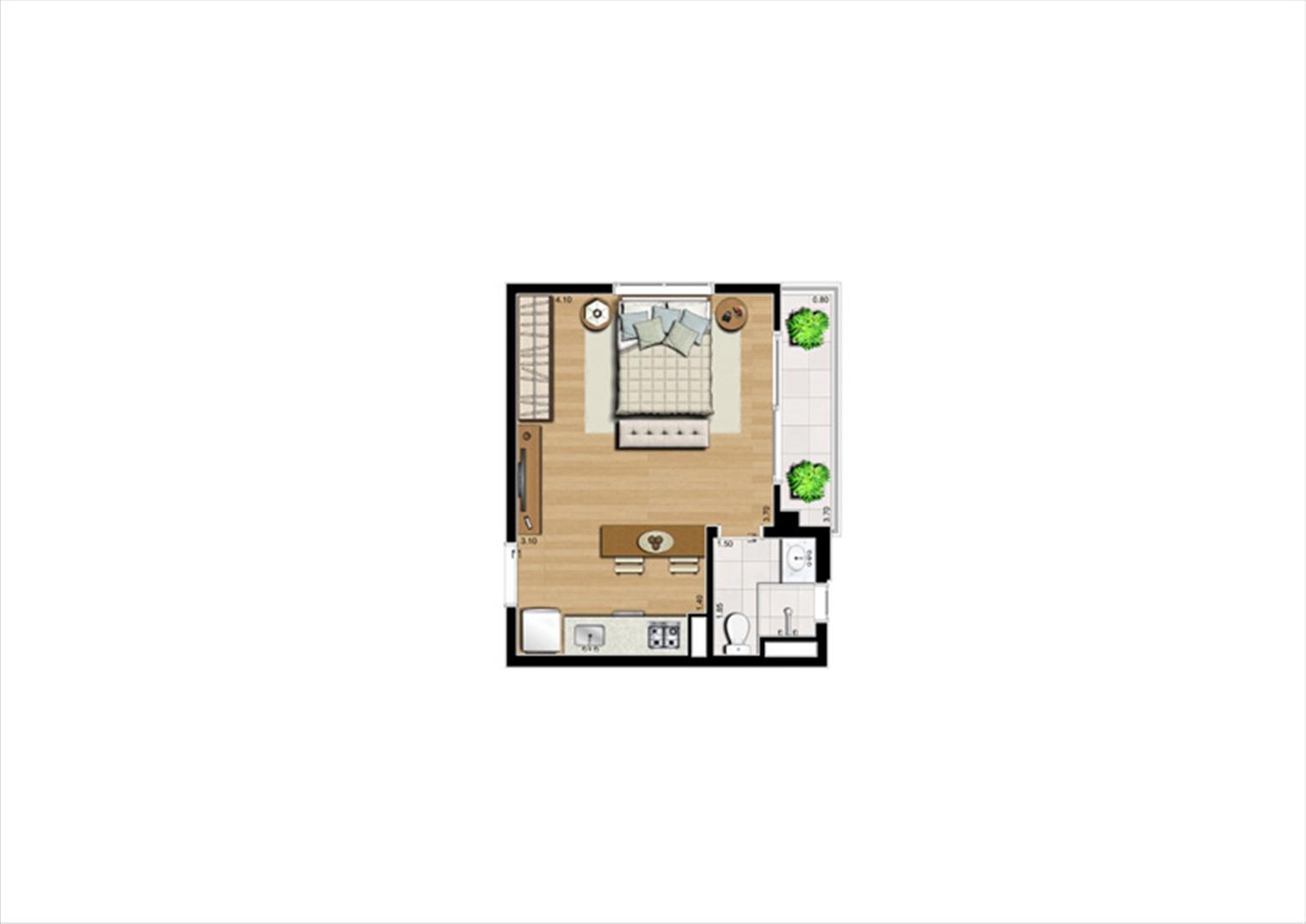 Planta studio inteligente de 31 m² | Home Boutique – Apartamento no  Brooklin - São Paulo - São Paulo