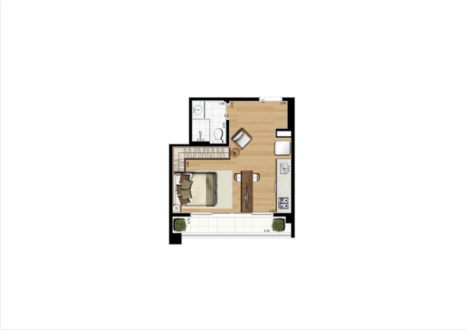 Planta studio inteligente de 32 m² | Home Boutique – Apartamento no  Brooklin - São Paulo - São Paulo