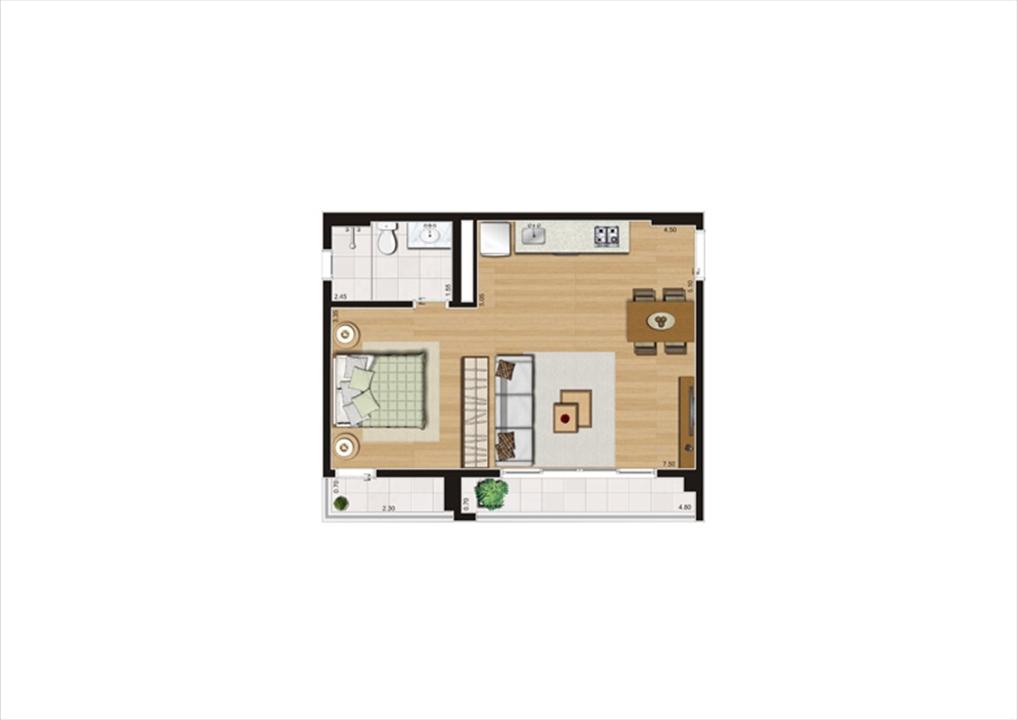 Planta studio inteligente de 48 m² - 10º pavimento, final 9 | Home Boutique – Brooklin - São Paulo - São Paulo Planta studio inteligente de 48 m² - 10º pavimento, final 9 | Home Boutique – Apartamento no Brooklin - São Paulo - São Paulo