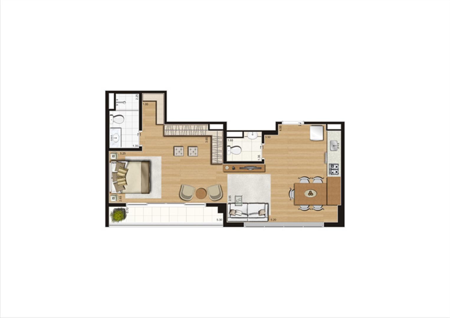 Planta studio inteligente de 56 m² | Home Boutique – Apartamento no  Brooklin - São Paulo - São Paulo