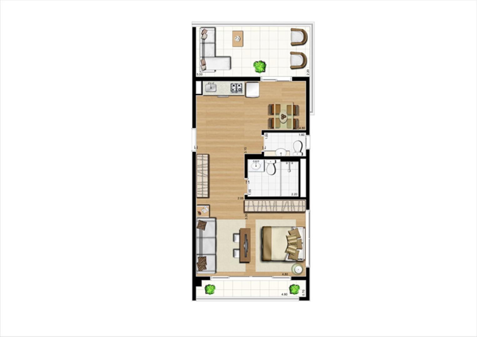 Planta studio inteligente de 63 m² | Home Boutique – Apartamento no  Brooklin - São Paulo - São Paulo