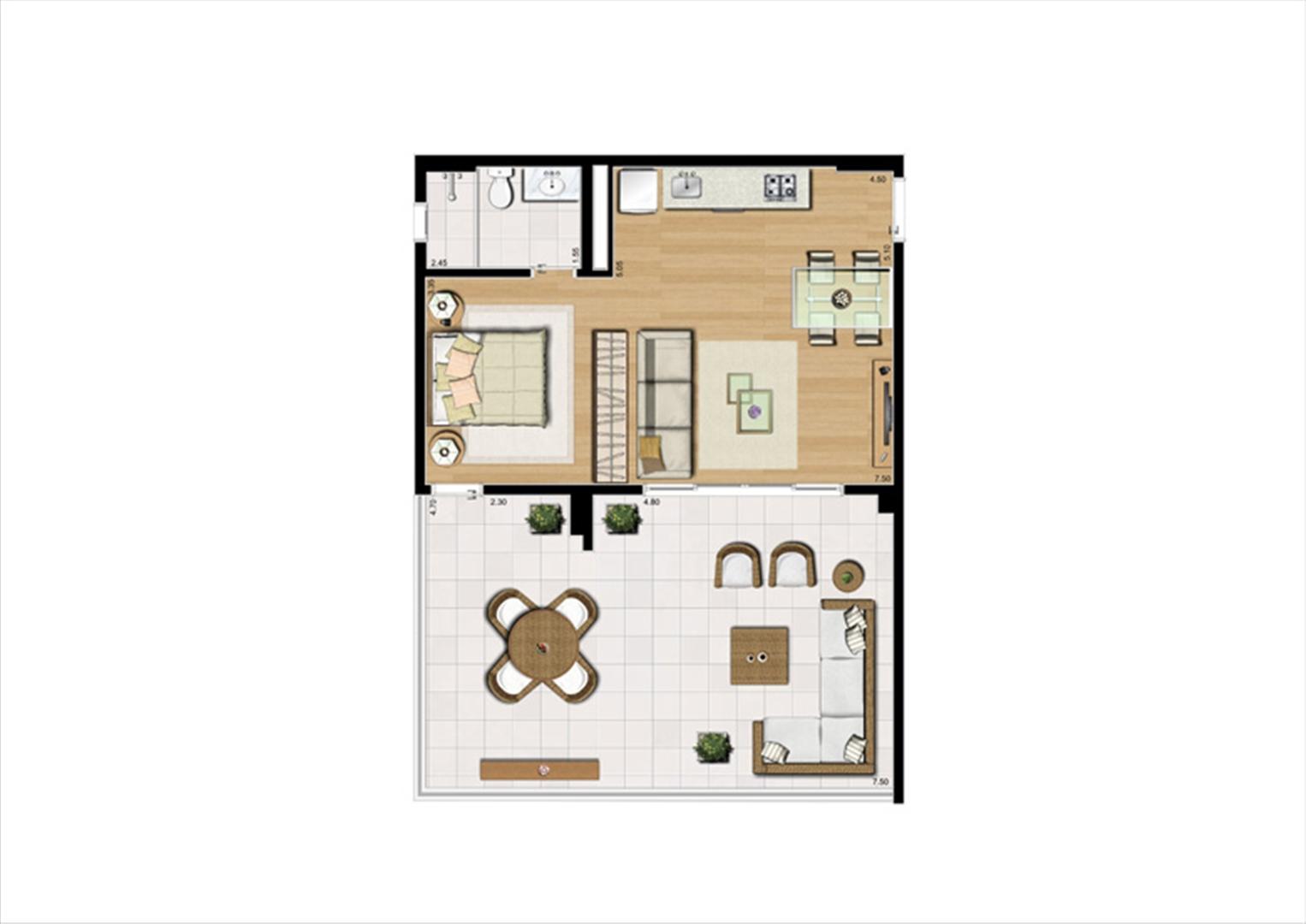 Planta studio inteligente de 80 m² | Home Boutique – Apartamento no  Brooklin - São Paulo - São Paulo