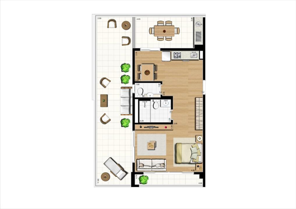 Planta studio inteligente de 96 m² | Home Boutique – Brooklin - São Paulo - São Paulo Planta studio inteligente de 96 m² | Home Boutique – Apartamento no Brooklin - São Paulo - São Paulo