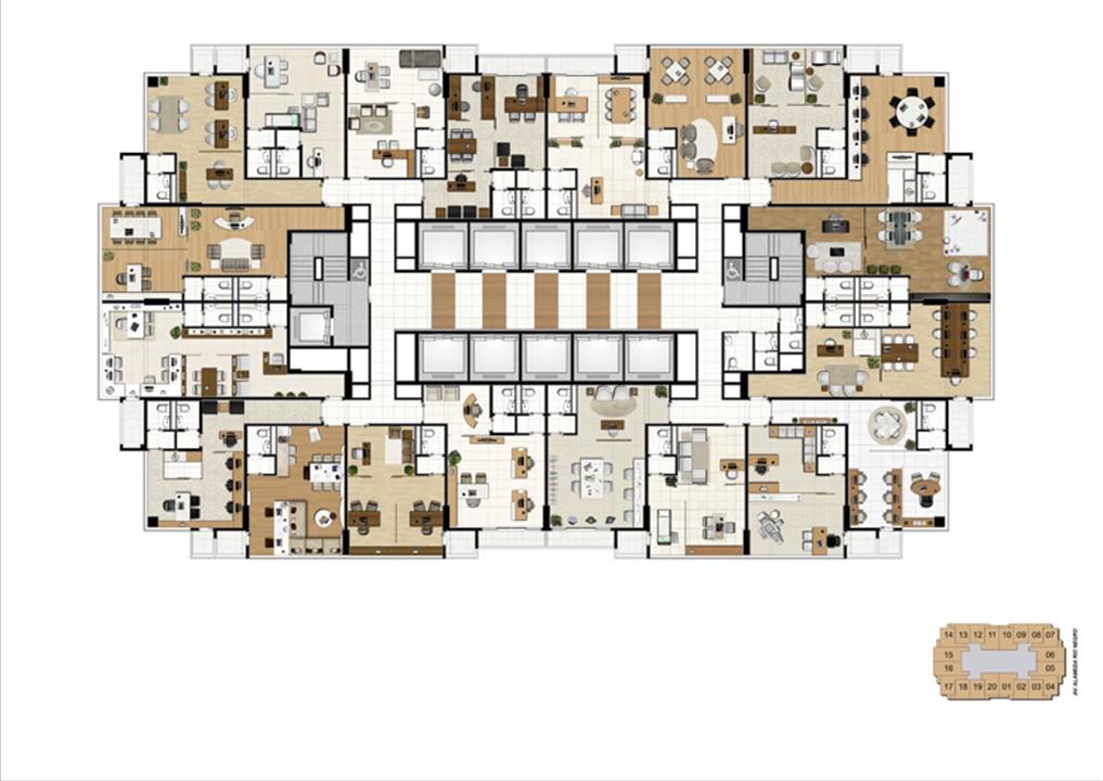 Planta Pavimento | Escritórios Rio Negro – Alphaville - Barueri - São Paulo Planta Pavimento | Escritórios Rio Negro – Salas Comerciais em Alphaville - Barueri - São Paulo