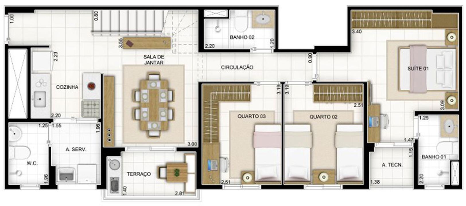 Duplex Andar Inferior 3 quartos 159 m² | Quartier Lagoa Nova – Lagoa Nova - Natal - Rio Grande do Norte Duplex Andar Inferior 3 quartos 159 m² | Quartier Lagoa Nova – Apartamento na Lagoa Nova - Natal - Rio Grande do Norte