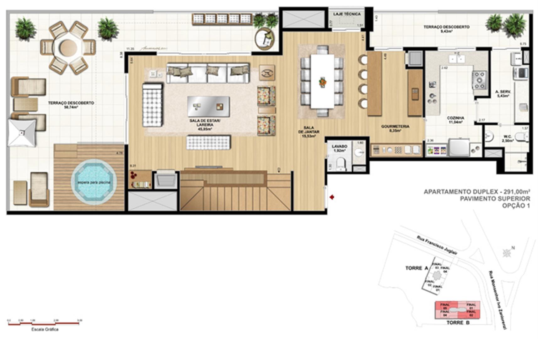 Torre 1 - 3 dormitórios com 3 suítes - Cobertura inferior - Tipo opção 1 | Reserva Juglair Ecoville – Apartamento no  Ecoville - Curitiba - Paraná