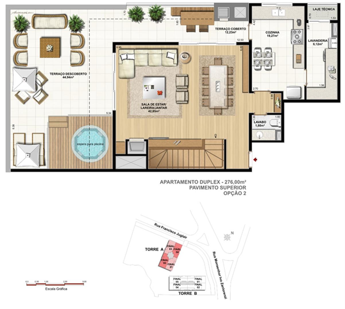 Torre 1 - 2 dormitórios com 2 suítes - Cobertura inferior - Tipo opção 2 | Reserva Juglair Ecoville – Apartamento no  Ecoville - Curitiba - Paraná