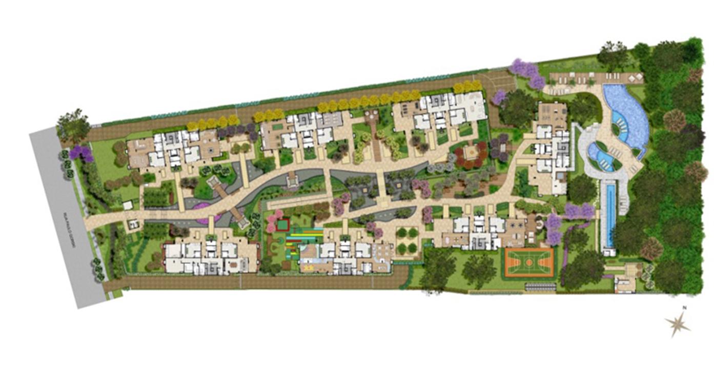 Perspectiva ilustrada da implantação | Ópera Unique Home – Ecoville - Curitiba - Paraná Perspectiva ilustrada da implantação | Ópera Unique Home – Apartamento no Ecoville - Curitiba - Paraná