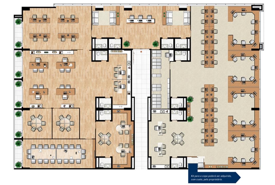 Planta de 104 m² privativos opção de junção | Vega – Asa Norte - Brasília - Distrito Federal Planta de 104 m² privativos opção de junção | Vega – Salas Comerciais na Asa Norte - Brasília - Distrito Federal