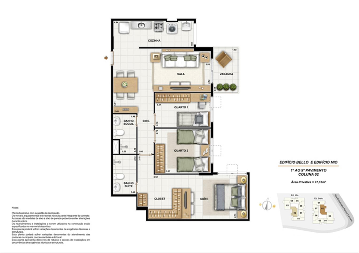 Ed. Bello e Mio 1º ao 9º Pavaimento Coluna 2 | Adorabile Tijuca – Apartamento na  Tijuca - Rio de Janeiro - Rio de Janeiro