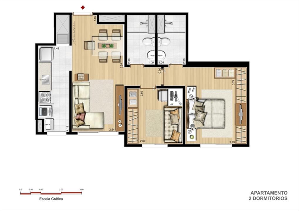 Tipo 2 dormitórios | Supera Condomínio Clube – próximo ao Zaffari Zona Sul - Porto Alegre - Rio Grande do Sul Tipo 2 dormitórios | Supera Condomínio Clube – Apartamento próximo ao Zaffari Zona Sul - Porto Alegre - Rio Grande do Sul