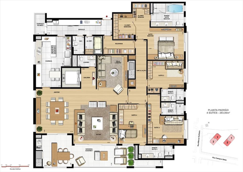 Padrão 4 suítes | Le Chateau – Juvevê - Curitiba - Paraná Padrão 4 suítes | Le Chateau – Apartamento no Juvevê - Curitiba - Paraná