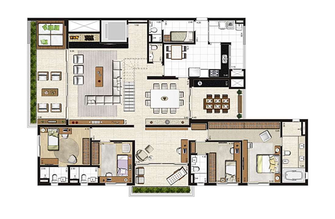 Cobertura Duplex 500m², planta pavimento inferior, 4 suítes, 6 vagas | Artisan Campo Belo – Campo Belo - São Paulo - São Paulo Cobertura Duplex 500m², planta pavimento inferior, 4 suítes, 6 vagas | Artisan Campo Belo – Apartamento no Campo Belo - São Paulo - São Paulo
