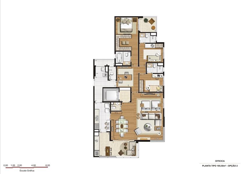 Planta 165,50 m2 - opção 2 | Vetrino Brooklin by Cyrela – Brooklin - São Paulo - São Paulo Planta 165,50 m2 - opção 2 | Vetrino Brooklin by Cyrela – Apartamento no Brooklin - São Paulo - São Paulo