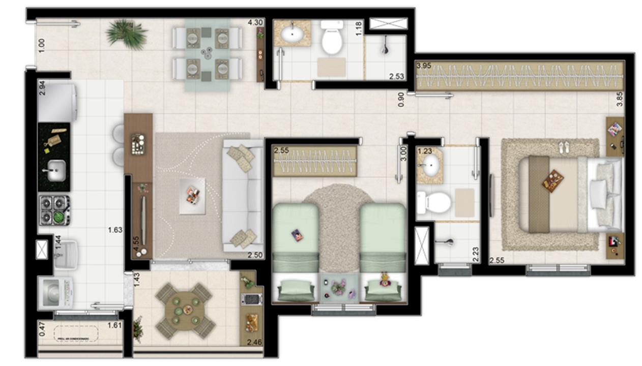 2 dormitórios com 1 suíte - 62m² | Way Orquidário – Orquidário - Santos - São Paulo 2 dormitórios com 1 suíte - 62m² | Way Orquidário – Apartamento no Orquidário - Santos - São Paulo