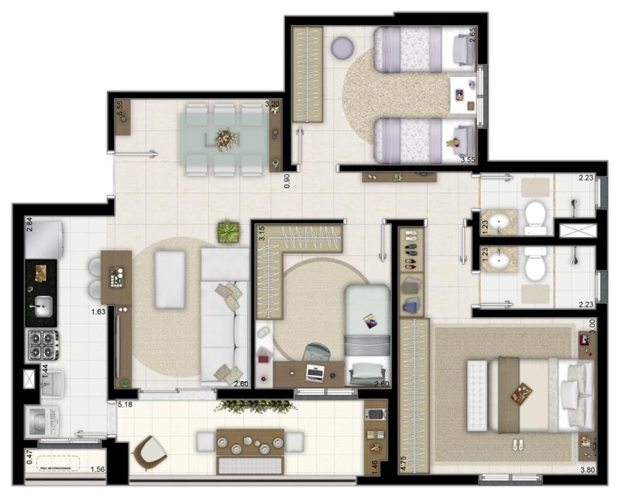 3 dormitórios com 1 suíte - 84m² | Way Orquidário – Orquidário - Santos - São Paulo 3 dormitórios com 1 suíte - 84m² | Way Orquidário – Apartamento no Orquidário - Santos - São Paulo
