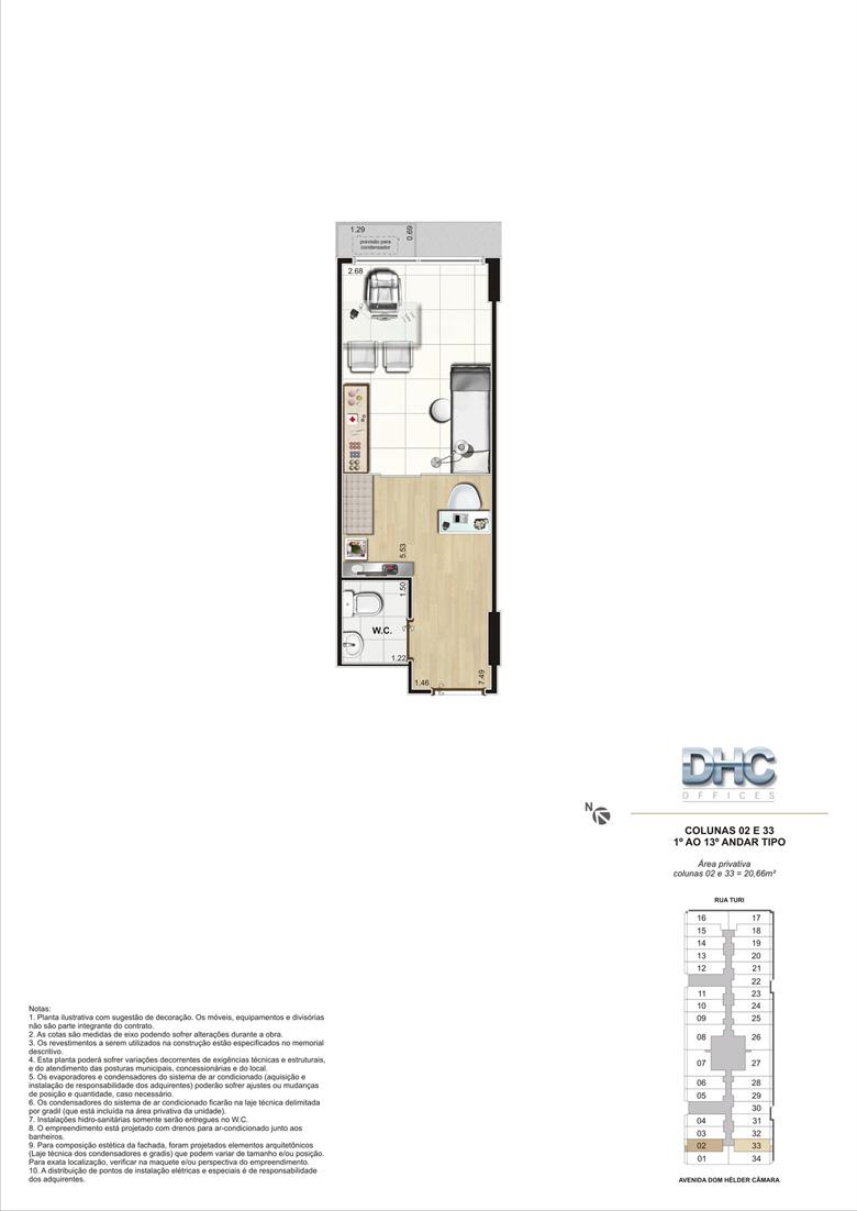 Colunas 02 e 33 -1° ao 13º andar tipo | DHC Offices – Salas Comerciais em  Pilares - Rio de Janeiro - Rio de Janeiro