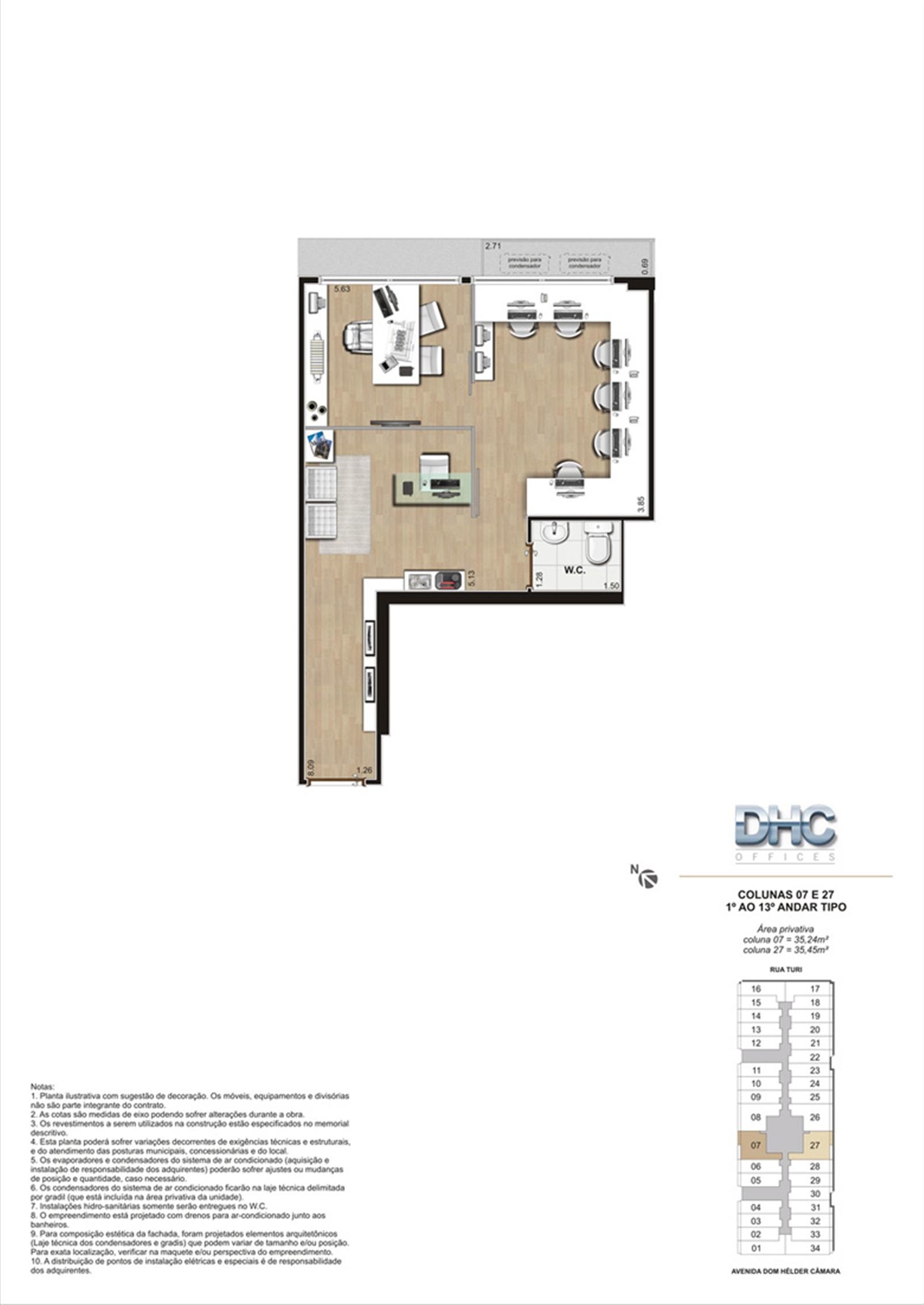 Colunas 07 e 27 -1° ao 13º andar tipo | DHC Offices – Pilares - Rio de Janeiro - Rio de Janeiro Colunas 07 e 27 -1° ao 13º andar tipo | DHC Offices – Salas Comerciais em Pilares - Rio de Janeiro - Rio de Janeiro