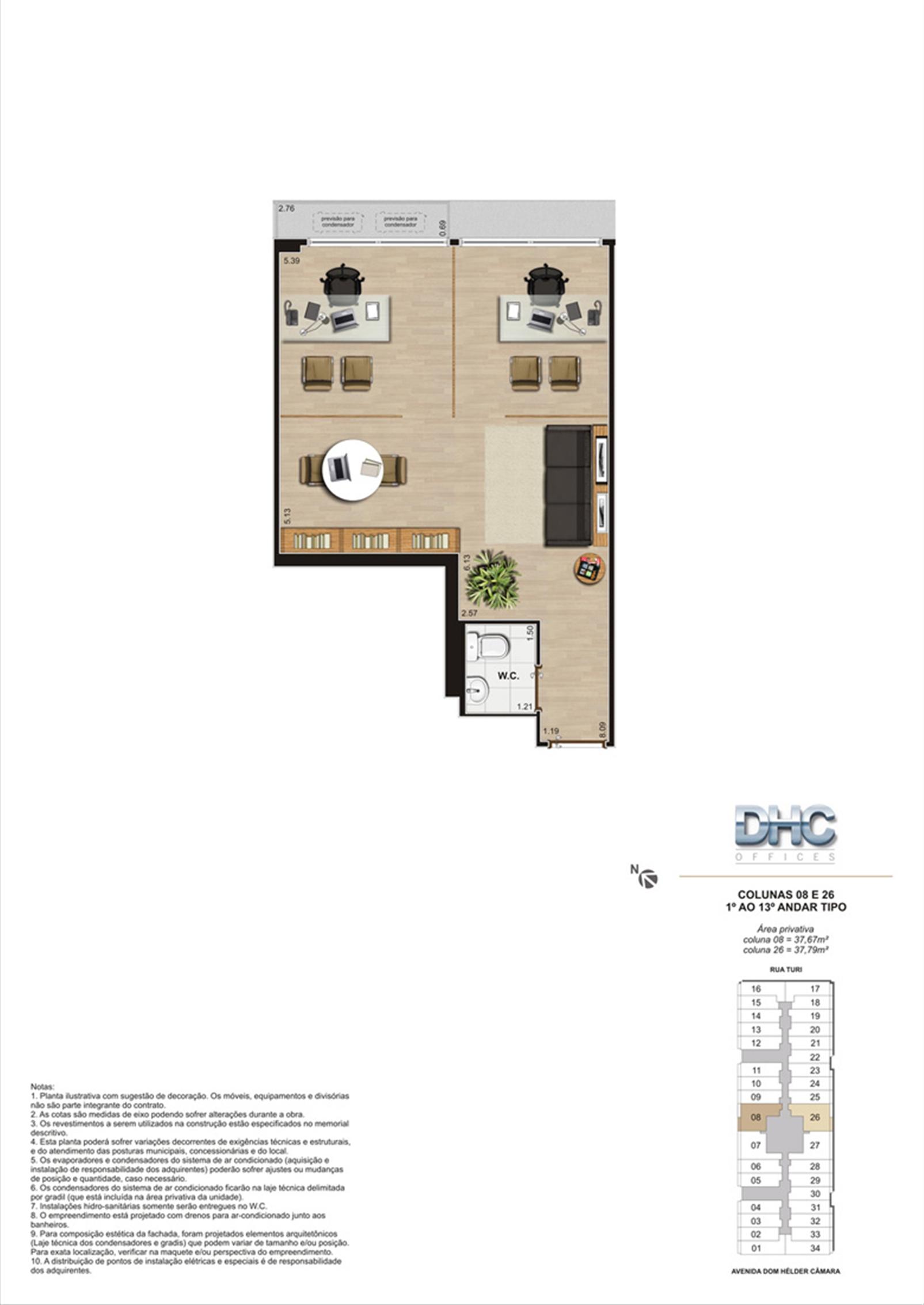 Colunas 08 e 26 -1° ao 13º andar tipo | DHC Offices – Pilares - Rio de Janeiro - Rio de Janeiro Colunas 08 e 26 -1° ao 13º andar tipo | DHC Offices – Salas Comerciais em Pilares - Rio de Janeiro - Rio de Janeiro