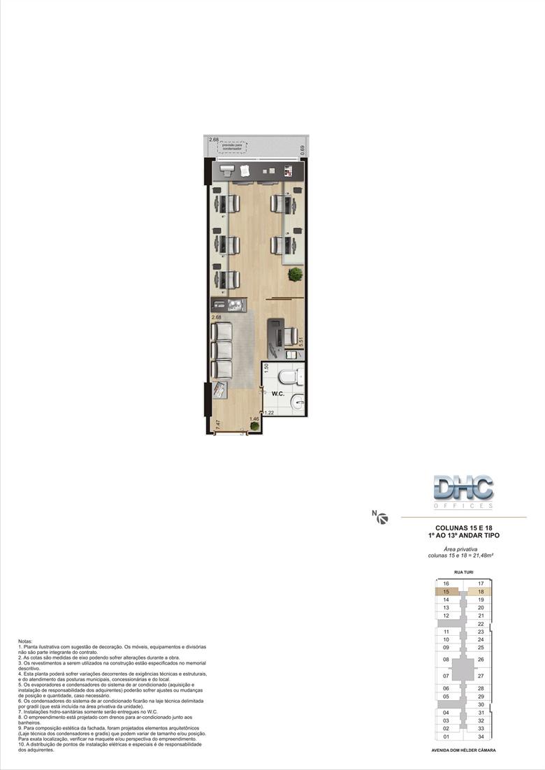 Colunas 15 e 18 -1° ao 13º andar tipo | DHC Offices – Salas Comerciais em  Pilares - Rio de Janeiro - Rio de Janeiro