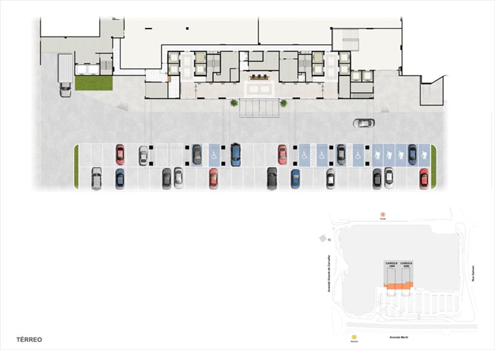 Masterplan Pavimento Térreo | Carioca Offices – Salas Comerciais	na  Vila da Penha - Rio de Janeiro - Rio de Janeiro