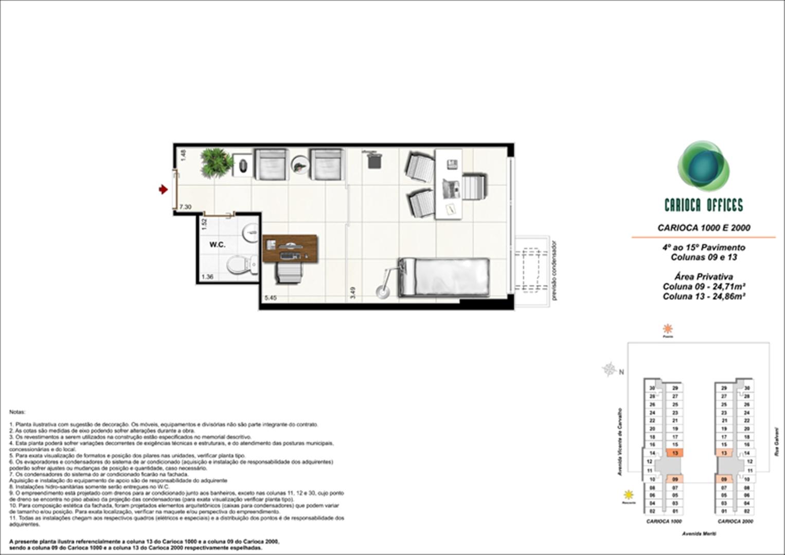 Sugestão de decoração - Carioca 1000 e 2000 - Colunas 09 -13 - 4º ao 15º Pavimento | Carioca Offices – Salas Comerciais na  Vila da Penha - Rio de Janeiro - Rio de Janeiro