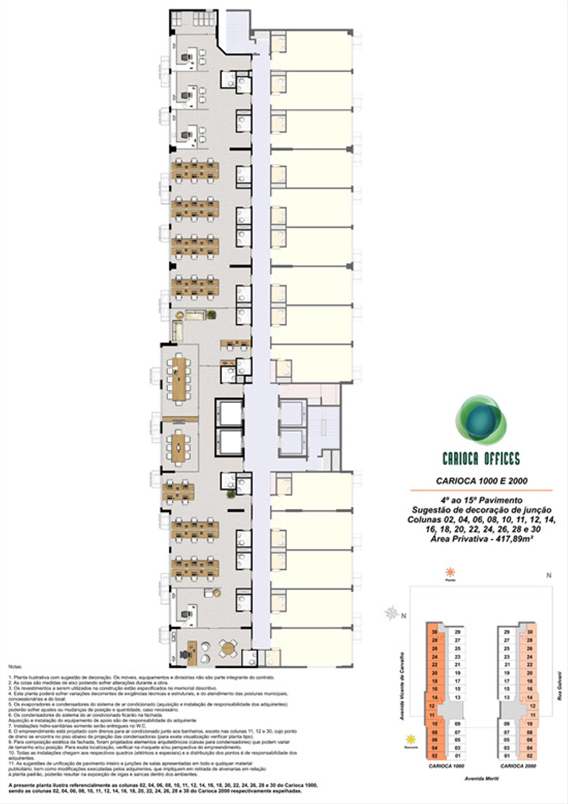 Sugestão de decoração de Junção de meio pavimento - Carioca 1000 e 2000 - colunas 02, 04, 06, NOME MTO GRANDE-PEGAR NO SITE | Carioca Offices – Salas Comerciais na  Vila da Penha - Rio de Janeiro - Rio de Janeiro