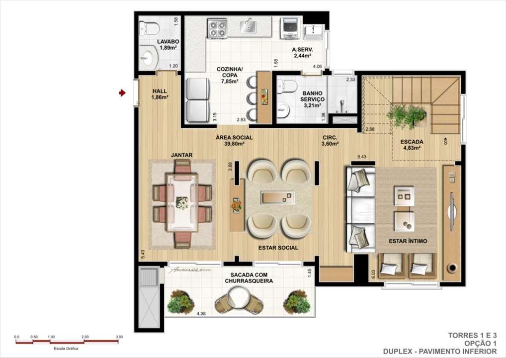 Duplex Inferior - Opção A | Ideale Residencial – Apartamento	no  Santa Quitéria - Curitiba - Paraná
