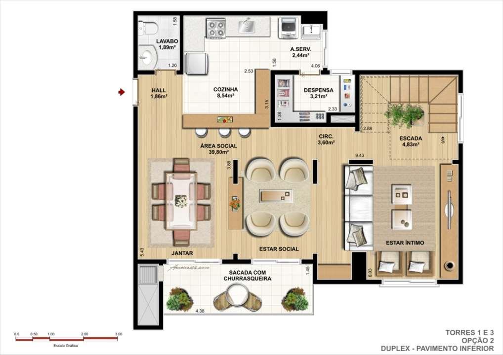 Duplex Inferior - Opção B | Ideale Residencial – Apartamento	no  Santa Quitéria - Curitiba - Paraná