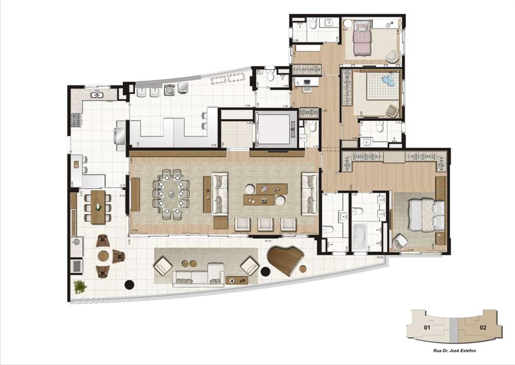 Planta 271m², sendo 5m² de depósito no subsolo - 3 suítes | K by Cyrela – Chácara Klabin - São Paulo - São Paulo Planta 271m², sendo 5m² de depósito no subsolo - 3 suítes | K by Cyrela – Apartamento na Chácara Klabin - São Paulo - São Paulo
